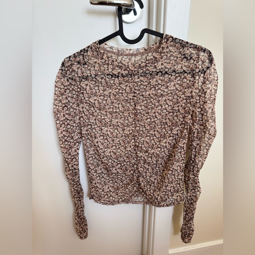 Floral Long Sleeve Top Sheer